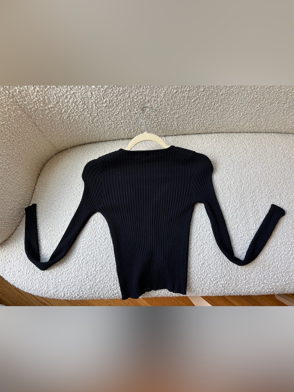 superdown Black Ribbed V-Neck Button Front Sweater - Picture 2 of 2